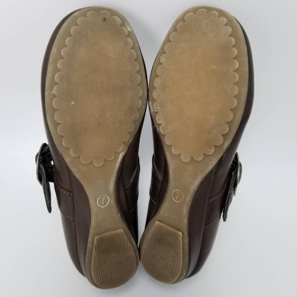 Out Of Order Leather Mary Jane Flat Shoes Brown Buckle Adjustable Strap Size 7 - Picture 10 of 12